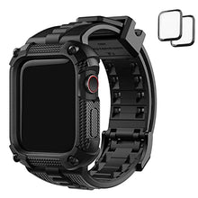 Load image into Gallery viewer, Fullmosa Compatible Apple Watch Stainless Steel Band with Case 38mm 40mm 41mm Silver &amp; Compatible Apple Watch Silicone Rubber Band 40mm with Screen Protector,Black
