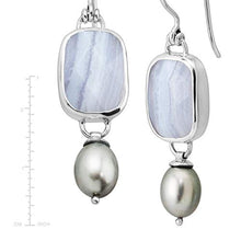 Load image into Gallery viewer, Silpada 'Archipelago for It' Natural Blue Lace Agate &amp; Grey Freshwater Cultured Pearl Drop Earrings in Sterling Silver
