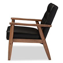 Load image into Gallery viewer, Baxton Studio Sorrento Mid-Century Retro Modern Faux Leather Upholstered Wooden Lounge Chair, Black
