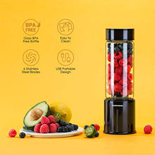 Load image into Gallery viewer, REDMOND Portable Blender 5000mAh USB Rechargeable Smoothie Blender with 16oz Glass Bottle Stainless Steel Shell for Smoothie Milk Shake Mini Travel Size - Black
