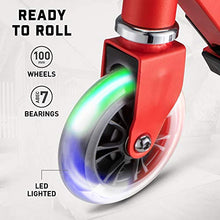 Load image into Gallery viewer, Mongoose Trace Youth/Adult Kick Scooter Folding and Non-Folding Design, Regular, Lighted, and Air Filled Wheels, Multiple Colors, Red/Blue, 100mm Wheels
