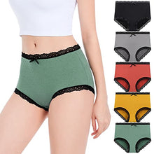 Load image into Gallery viewer, High Waisted Cotton Underwear For Women,Breathable Soft High Waist Briefs Stretch Lace Ladies Panties For Women (Multicolor- 5 Packs-S)
