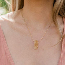 Load image into Gallery viewer, Small slab citrine crystal necklace in 14k gold fill - 16" chain with 2" adjustable extender - November birthstone
