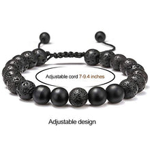 Load image into Gallery viewer, M MOOHAM Lava Rock Bracelet - 8mm Lava Rock Bead Black Matte Agate Stone Anxiety Bracelet, Men Women Stress Relief Yoga Beads Adjustable Aromatherapy Essential Oil Diffuser Healing Bracelets
