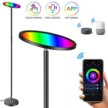Load image into Gallery viewer, Floor Lamp, HueLiv Super Bright RGBW Smart WiFi LED Floor Lamp for Reading, Dimmable Torchiere, for Living Rooms Bedrooms, for DIY, Compatible with Alexa &amp; Google Home, Black, 25W
