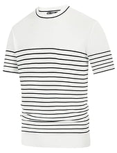 Load image into Gallery viewer, PJ PAUL JONES Men's Golf Stripe Short Sleeve T-Shirts Knit Pullover Sweater White 2XL
