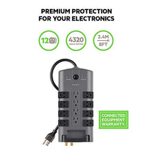 Load image into Gallery viewer, Belkin 12-Outlet Pivot-Plug Power Strip Surge Protector, 8ft Cord – Ideal for Computers, Home Theatre, Appliances, Office Equipment and More (4,320 Joules)
