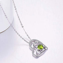 Load image into Gallery viewer, Birthday Gifts Wife August Birthstone Peridot Necklace Women Mom I Love You for Always and Forever Double Hearts Sterling Silver
