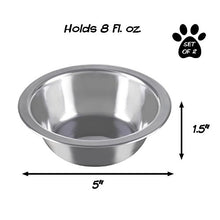 Load image into Gallery viewer, Stainless Steel Hanging Pet Bowls for Dogs and Cats- Cage, Kennel, and Crate Feeder Dish for Food and Water- Set of 2, 8 oz Each By PETMAKER
