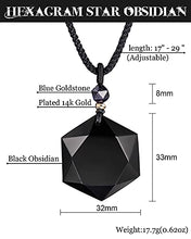 Load image into Gallery viewer, Lightock Hexagram Star Obsidian Necklace Pendant for Women Men Lucky Amulet Protection Gemstone Healing Crystal Cord 26.5" Adjustable
