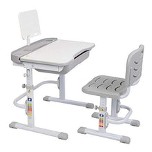 Load image into Gallery viewer, No/Brand Children's Desk and Chair Set, Height-Adjustable Children's Study Drawing Table Set, Home School Anti-Reflective Children's Study Table, with Reading Rack (Color : Gray)

