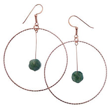 Load image into Gallery viewer, Agate Moss Earrings 3.5" Boutique Green Flower Crystal Healing Energy Gemstone Big Copper Hoop B01
