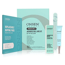 Load image into Gallery viewer, Onsen Japanese Nail Buffer and Shine Kit - Professional Nail File, 3-Way Nail Buffer Block with Free Replacement Pads and Nail Strengthening Cuticle Cream for Healthy Nails, Nail Care Kit, 2pk
