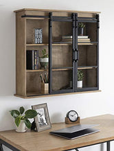 Load image into Gallery viewer, Kate and Laurel Barnhardt Decorative Wooden Wall Cabinet with Two Sliding Glass Doors, 30" x 28", Rustic Brown, Barndoor Modern Farmhouse Storage
