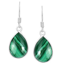 Load image into Gallery viewer, Natural Malachite Earrings 925 Silver Overlay handmade Dangle Earrings
