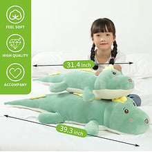 Load image into Gallery viewer, 31.4" Dinosaur Plush Toy Pillow,Cute Dinosaur Stuffed Animals Doll,Soft Lumbar Back Cushion Big Dinosaur Plushies Stuffed Toy Cute Pillows,Great Gift for Kids Birthday,Valentine
