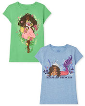 Load image into Gallery viewer, The Children's Place girls The Children's Place Short Sleeve Graphic T- 2-pack T Shirt, Mermaid/Princess, Small US

