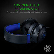 Load image into Gallery viewer, Razer Kraken Gaming Headset: Lightweight Aluminum Frame - Retractable Noise Isolating Microphone - for PC, PS4, PS5, Switch, Xbox One, Xbox Series X &amp; S, Mobile - 3.5 mm Headphone Jack - Black/Blue
