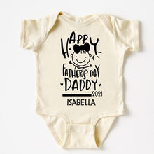 Load image into Gallery viewer, Happy First Fathers Day Onesie Boy, Cute Fathers Day Gifts from Baby Girl, Twins, Personalized 1st Father's day gifts for new Dad. Father's Day 2021 Outfit Daughter, Son. CREAM BCO1
