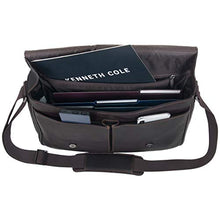 Load image into Gallery viewer, Kenneth Cole Reaction Risky Business Messenger Full-Grain Colombian Leather Crossbody Laptop Case &amp; Tablet Day Bag, Dark Brown, One Size
