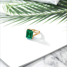 Load image into Gallery viewer, Gem Stone King 6.50 Ct Green Simulated Emerald 18K Yellow Gold Plated Silver Women's Solitaire Ring (Size 8)
