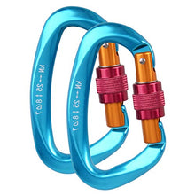 Load image into Gallery viewer, Azarxis 25KN Aluminum D-Ring Locking Climbing Carabiner Clip Rated 5511 LBS, Heavy Duty Large &amp; Durable Strong Rock Hook Carabiner Set Screw Gate Buckle for Outdoor Hammock Rocking Camping
