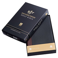 Load image into Gallery viewer, KJV Holy Bible, Standard Size, Premium Full Grain Leather Red Letter Edition - Thumb Index &amp; Ribbon Marker, King James Version, Black/Saddle Tan
