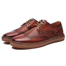Load image into Gallery viewer, Men's Wingtip Brogue Oxford Sneaker Shoes Genuine Leather Casual Dress Shoes Maroon Brown for Men Footwear Size 13
