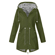 Load image into Gallery viewer, Thenxin Women's Outdoor Waterproof Jacket Zip Up Drawstring Hooded Long Trench Raincoat(Green,XXXXXL)
