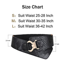 Load image into Gallery viewer, JASGOOD Wide Elastic Stretch Waist Belt Women's Adjustable Fashion Snake Pattern Dress Belt(Black,Suit Waist 25-28 Inch)

