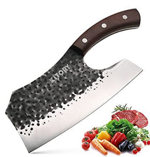Load image into Gallery viewer, Kitory Forged Vegetable Cleaver Effort Saving Kitchen Hybrid Knife Chinese Chef's Knives Handmade Full Tang Chef Cutlery High Carbon Blade Brown Sandalwood Ergonomic Handle Good for Home &amp; Restaurant
