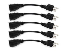 Load image into Gallery viewer, 6-Inch Power Extension Cable, 5-Pack, Outlet Saver, 18 AWG
