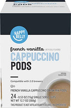 Load image into Gallery viewer, Amazon Brand - Happy Belly Cappuccino Coffee Pods Compatible with 2.0 K-Cup Brewers, French Vanilla Flavored, 24 Count
