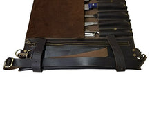 Load image into Gallery viewer, Professional Chef Bag Lightweight Genuine Premium Dark Brown Leather 10 Pockets Knife Bag/Chef Knife Roll with Buckles
