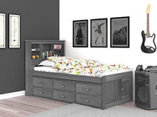 Load image into Gallery viewer, Discovery World Furniture Charcoal Twin Bookcase Bed with 6 Drawers
