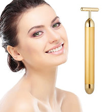 Load image into Gallery viewer, Beauty Bar 24k Golden Pulse Facial Massager, T-Shape Electric Sign Face Massage Tools for Sensitive Skin Face Pull Tight Firming Lift
