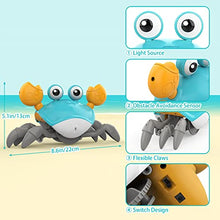Load image into Gallery viewer, Adebena Sensing Crawling Crab, Tummy Time Baby Toys with Music Sounds &amp; Lights, Fun Early Development Walking Dancing Crab Toy, Infant Birthday Gifts for Babies Boys Girls Toddlers, USB Rechargeable
