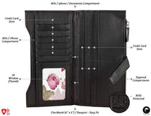 Load image into Gallery viewer, Mou Meraki Women RFID Blocking Real Leather Bifold Wallets For Women-Shield Against Identity Theft (Black)
