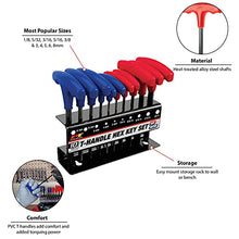 Load image into Gallery viewer, Performance Tool W80277 SAE/Metric T-Handle Hex Key Tool Set for Workshops and Garages, Red/Blue, 10 Pieces
