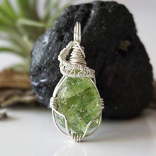 Load image into Gallery viewer, Raw Peridot Crystal Reversible Necklace - Sterling Silver Hypoallergenic - 18 inch Chain - Green Gemstone Pendant - August Leo Birthstone Jewelry For Women, Men Gift
