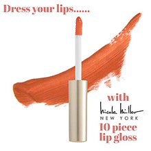 Load image into Gallery viewer, Nicole Miller 10 Pc Lip Gloss Collection, 5 Shimmer Lip Glosses and 5 Matte Lip Glosses for Women and Girls, Long Lasting Color Lip Gloss Set (Reds, Purples, Browns and Orange)
