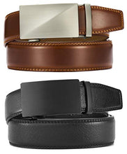Load image into Gallery viewer, Belts Men, CHAOREN Leather Ratchet Belt 2 Pack with Click Sliding Buckle 1 3/8" in Gift Set Box - Adjustable Trim to Fit
