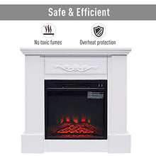 Load image into Gallery viewer, HOMCOM Freestanding Electric Fireplace Heater with Mantel, Wood, 1400W, 30" H, Beige
