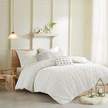 Load image into Gallery viewer, Urban Habitat Cotton Comforter Set-Tufts Pompom Design All Season Bedding, Matching Shams, Decorative Pillows, Full/Queen(88 in x 92 in), Brooklyn, Jacquard Ivory 7 Piece
