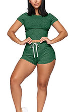 Load image into Gallery viewer, Two Piece Outfits for Women Summer Casual Fitted Green Short Sets L
