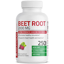 Load image into Gallery viewer, Bronson Beet Root 2000mg Extra Strength 2000mg Per Serving, Promotes Healthy Circulation Supports Heart Health &amp; Stamina, Non-GMO, 250 Vegetarian Tablets
