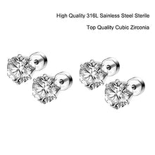 Load image into Gallery viewer, Amoina 5 Pairs 20G Hypoallergenic Stud Earrings Flatback Earrings Surgical Steel Cubic Zirconia Earrings Piercing Ear Cartilage
