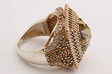Load image into Gallery viewer, Turkish Handmade Jewelry Square Shape Princess Cut Peridot and Round Cut Topaz 925 Sterling Silver Ring Size Option
