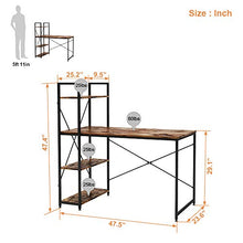 Load image into Gallery viewer, Bestier Computer Desk with Shelves,Writing Desk with Storage Bookshelf Reversible Study Table Office Corner Desk with Shelves Home Office Desk with Bookshelf Easy Assemble (47 Inch, Rustic Brown)
