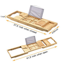 Load image into Gallery viewer, Luxury Bathtub Caddy Tray，Bamboo Bathtub Tray Caddy - Wood Bath Tray Expandable，Can be Placed Book and Integrated Tablet Smartphone and Wine Holder - Gift Idea for Loved Ones
